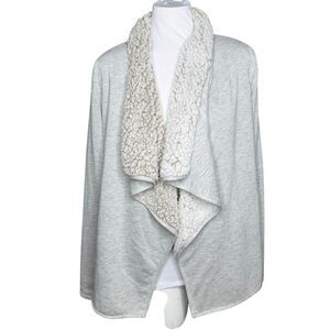 Thread & Supply gray sherpa lined open front cardigan Small